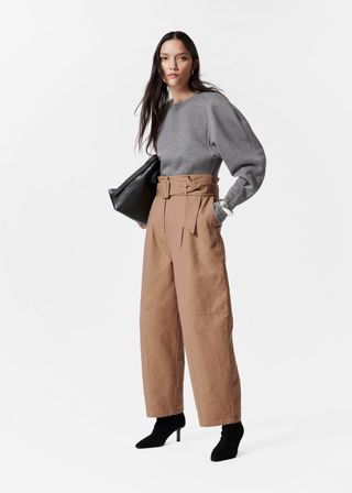 Belted Paperbag-Waist Trousers