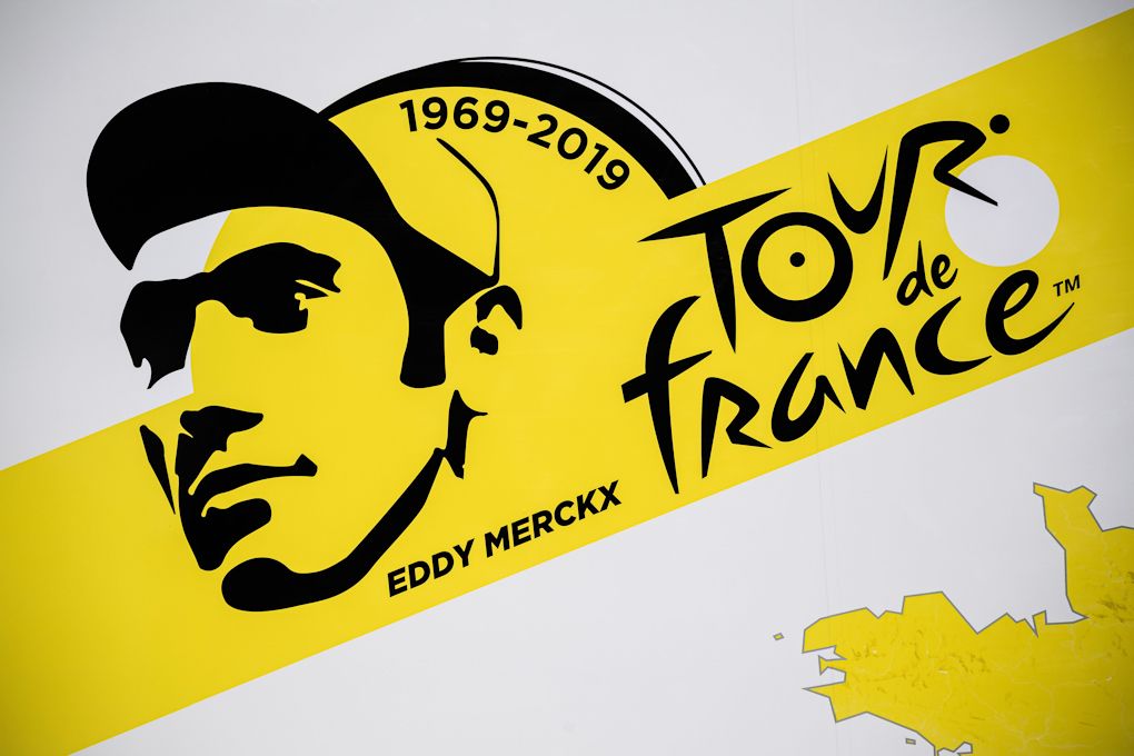 This 2019 Tour de France Brussels Grand Depart logo features Eddy Merckx