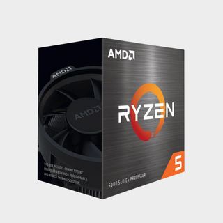 An AMD Ryzen 5 5600X box on a plain background