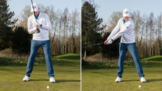 PGA pro Ben Emerson demonstrating how to address the driver and execute a wide takeaway