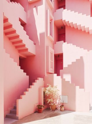 La Muralla Roja and pink architecture by Bofill