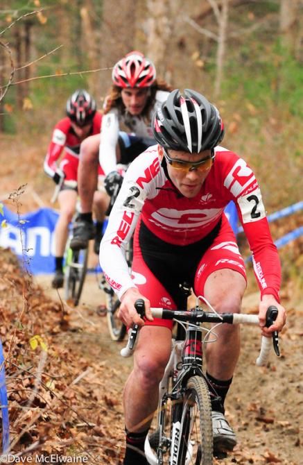 Justin Lindine (Redline) riding singletrack through the woods