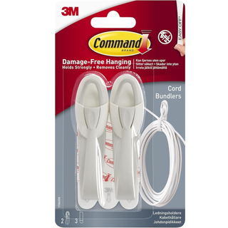 Command Cord Bundlers, White - 2 Bundlers, 3 Adhesive Strips - Damage Free Hanging