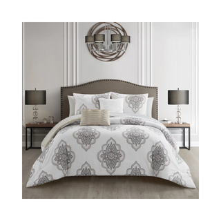 black and white moroccan motif bedding