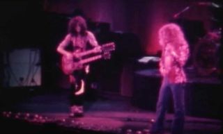 Led Zeppelin onstage in Richfield, Ohio, in 1975