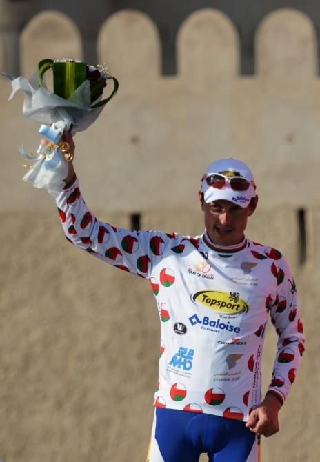 Preben Van Hecke (Topsport Vlaanderen) in the most aggressive rider's jersey in Oman