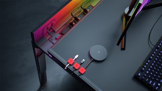 Secretlab Magnus Metal Desk from various angles with RGB enabled