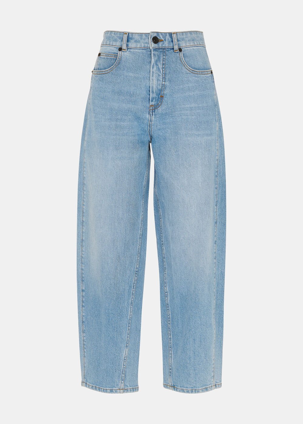 Light Wash Stretch Barrel Leg Jean