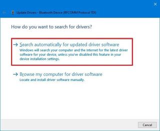 Search driver on Windows Update