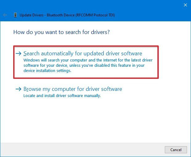 Search driver on Windows Update