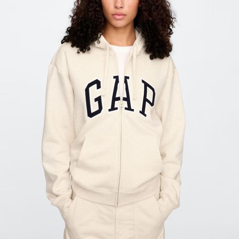 GAP, Light Natural Zip Up Logo Hoodie