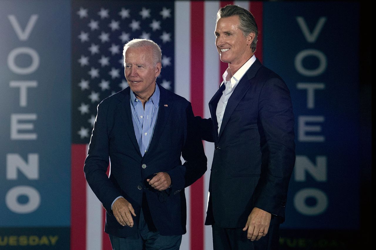 President Biden seen with California Gov. Gavin Newsom. 