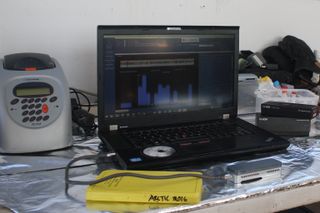 A DNA sequencing run being carried out with the Oxford Nanopore MinION (on right) at the McGill Arctic Research Station in the Canadian Arctic.