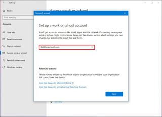 Set up a work or school account