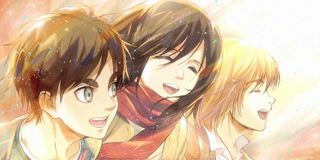 Eren, Mikasa, and Armin