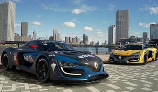 high performance cars in the middle of a city in gran turismo sport