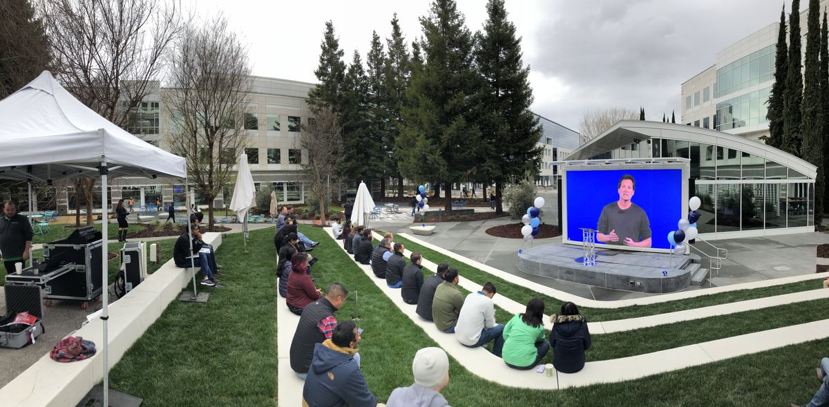 PayPal uses Renkus-Heinz line arrays and subwoofers for outdoor meeting space