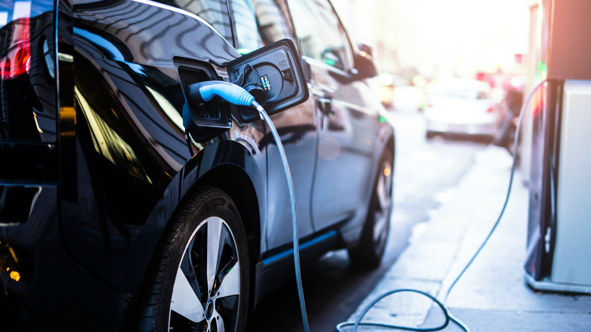 An electric vehicle charging point 