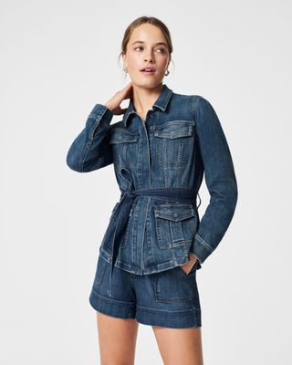 Tie-Front Jean Shirt Jacket