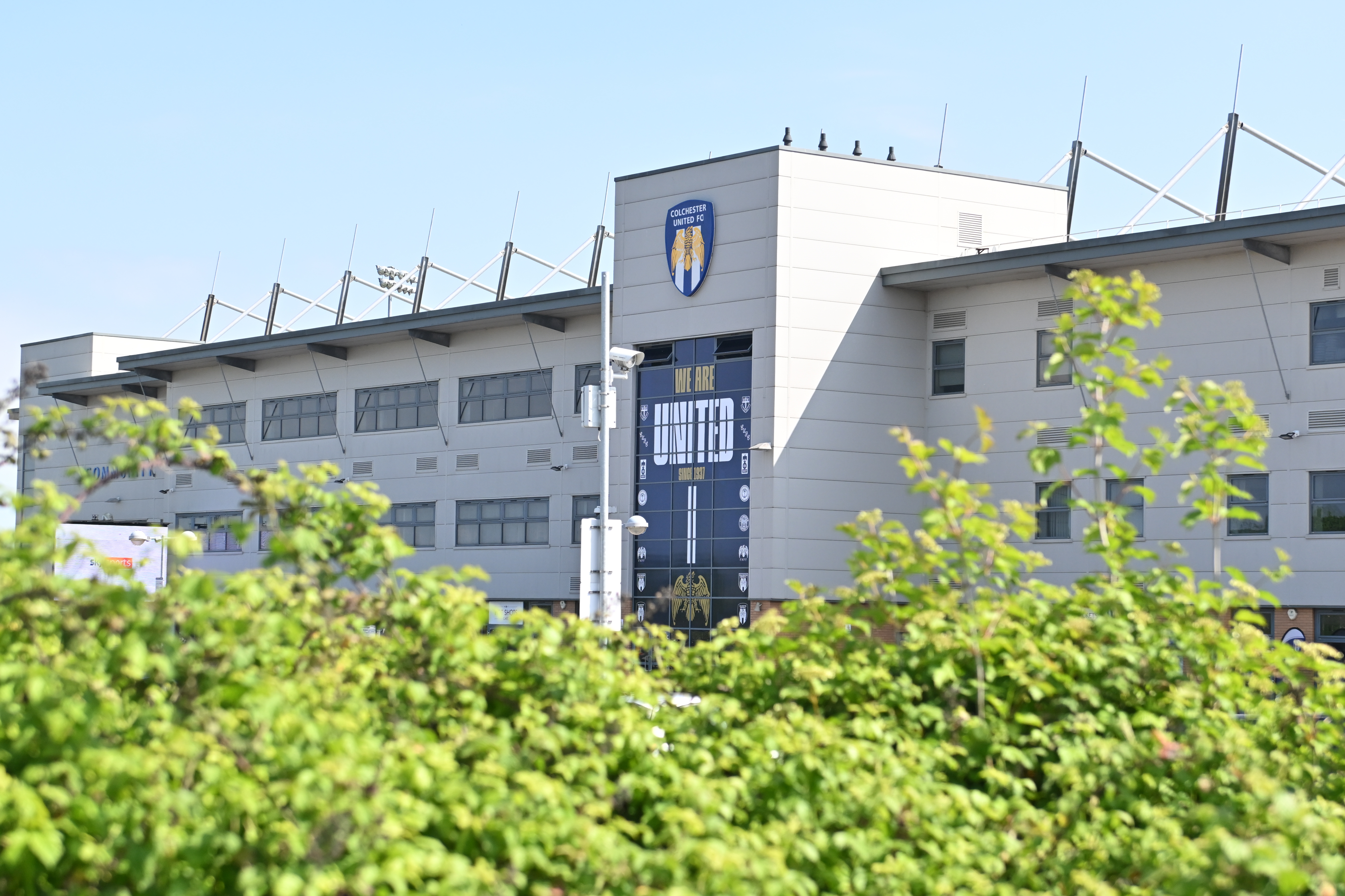 A general view outside the stadium during the Sky Bet League 2 match between Colchester United and Barrow at the Weston Homes Community Stadium in Colchester, on May 3, 2025. (Photo by Kevin Hodgson | MI News/NurPhoto)