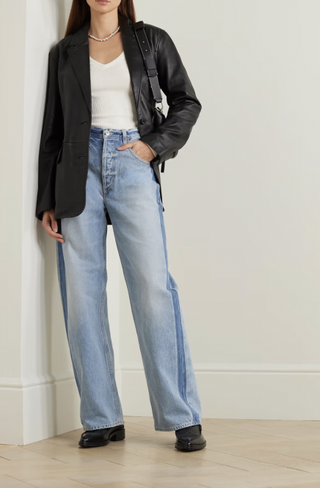 Citizens of Humanity + Net Sustain Ayla Baggy Tuxedo High-Rise Wide-Leg Two-Tone Organic Jeans