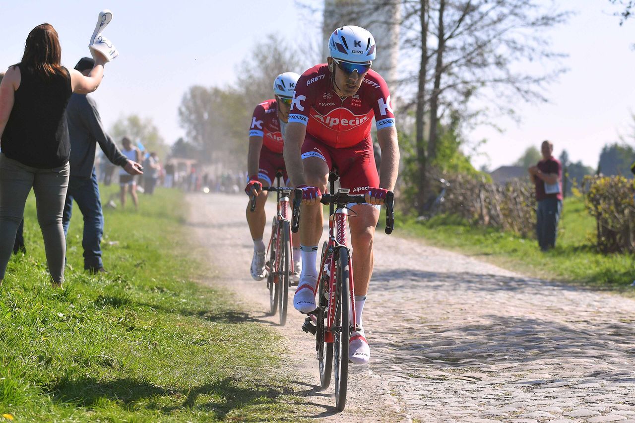 Michael Morkov on the Paris-Roubaix pav&eacute;