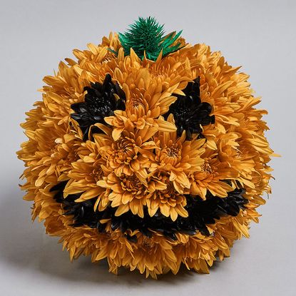 yellow flowers floral pumpkin halloween design