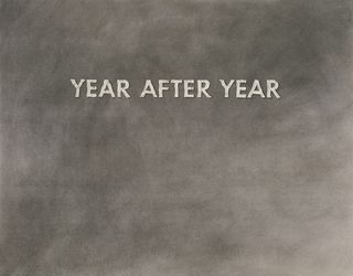 Year after Year, 1973, by Ed Ruscha, gunpowder on paper