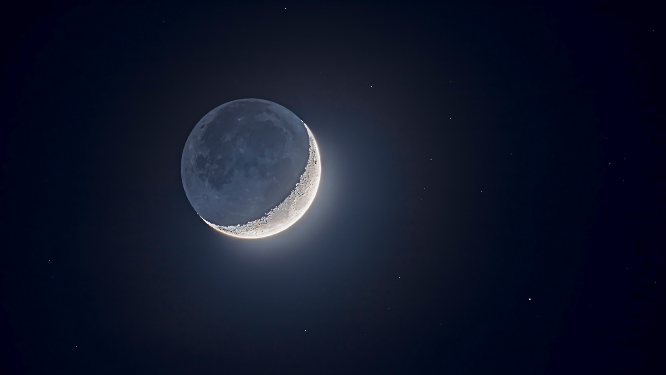 earthshine on a crescent moon