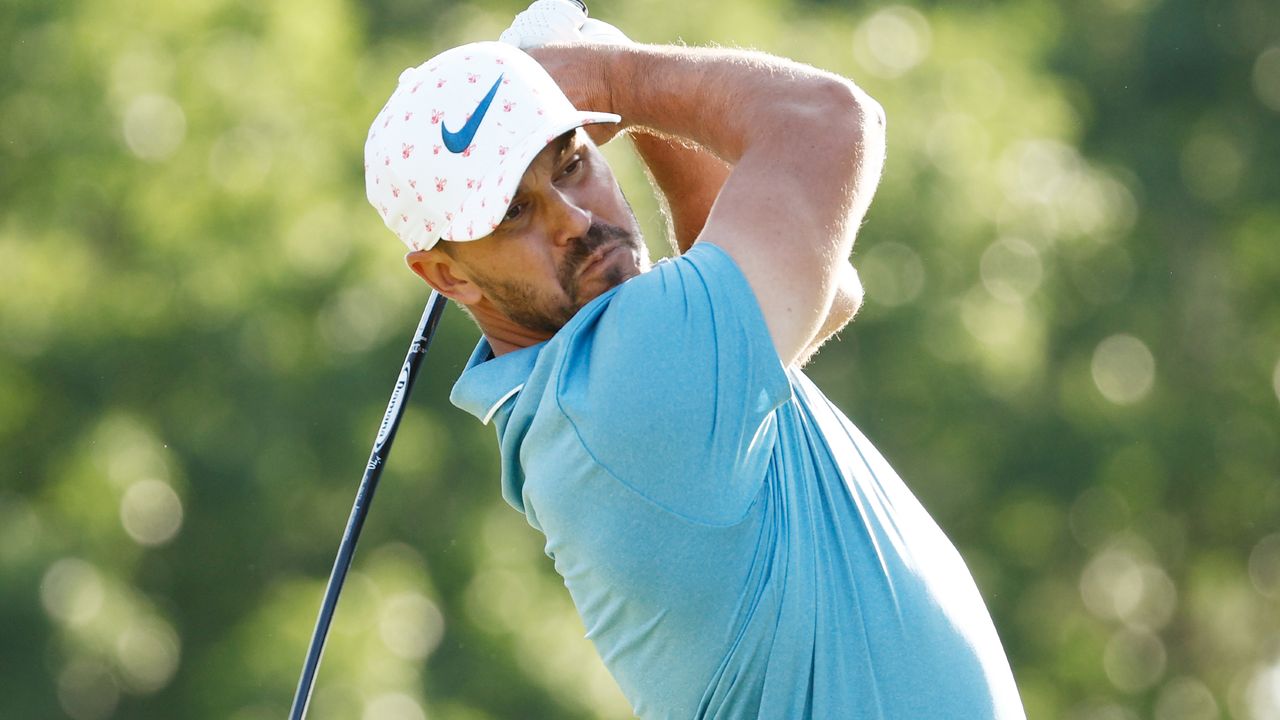 Brooks Koepka plays a shot during the first round of the 2022 US Open