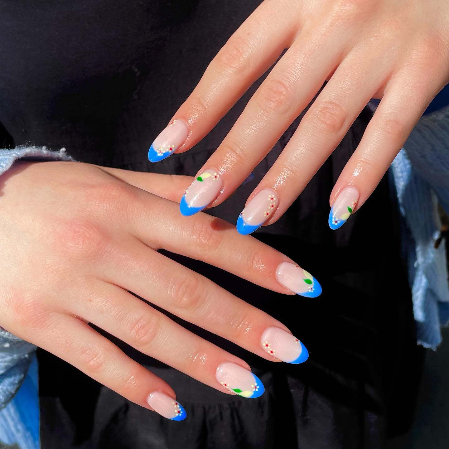 blue French manicures