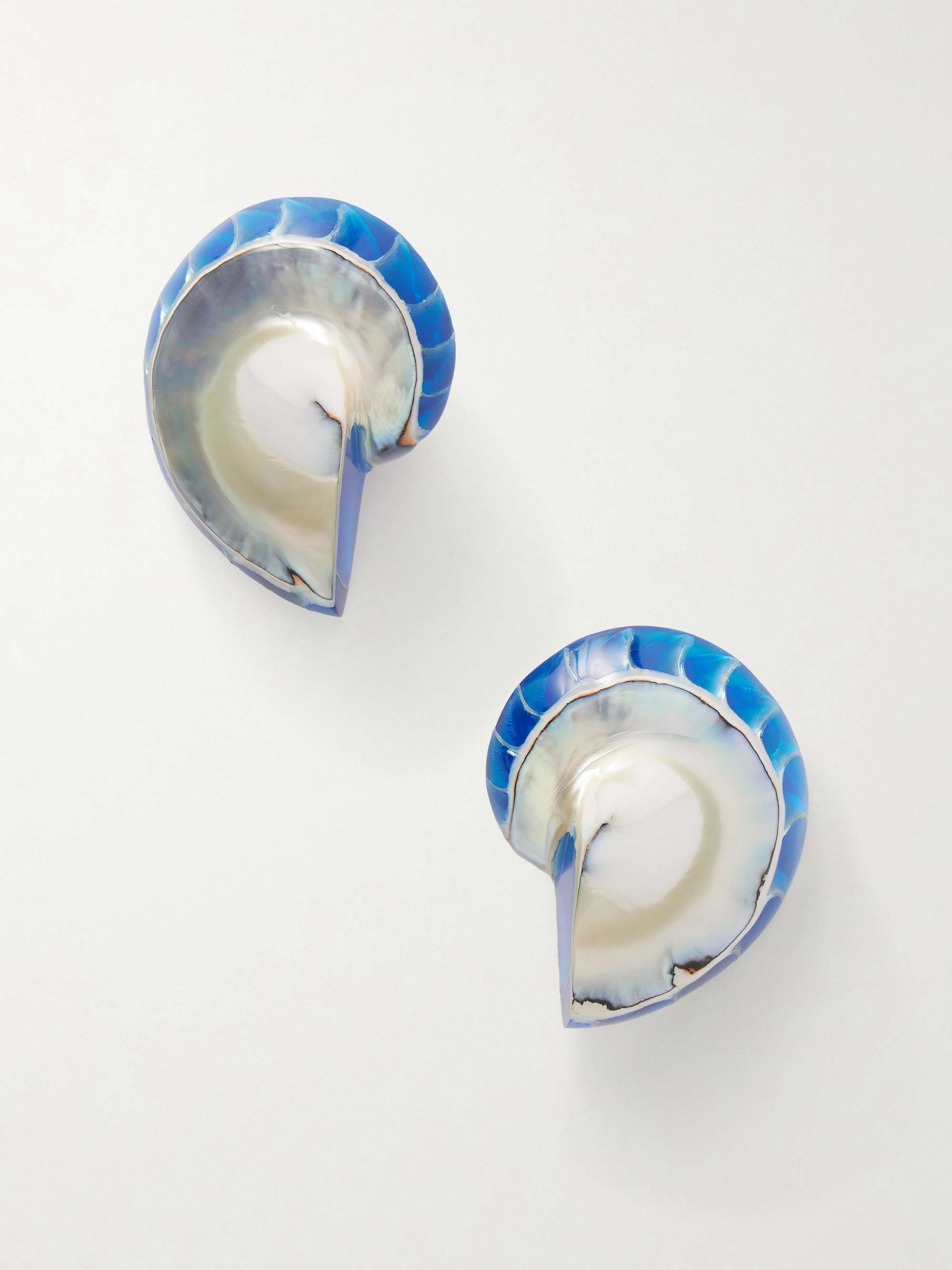 Rhodium-Plated, Shell and Resin Earrings