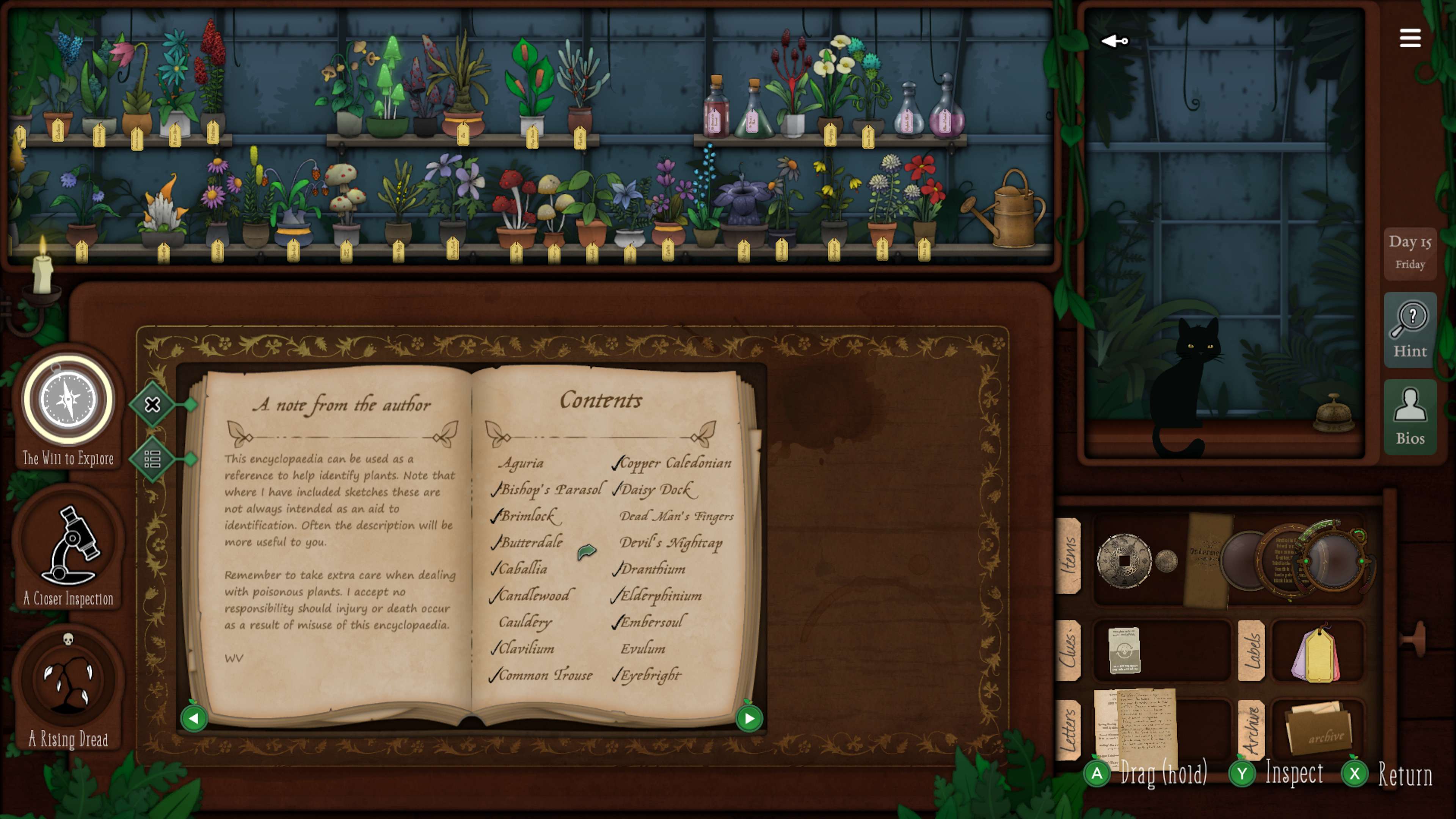 Screenshot of Strange Horticulture on Xbox Series X.