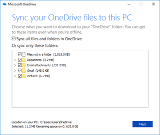 OneDrive sync folders