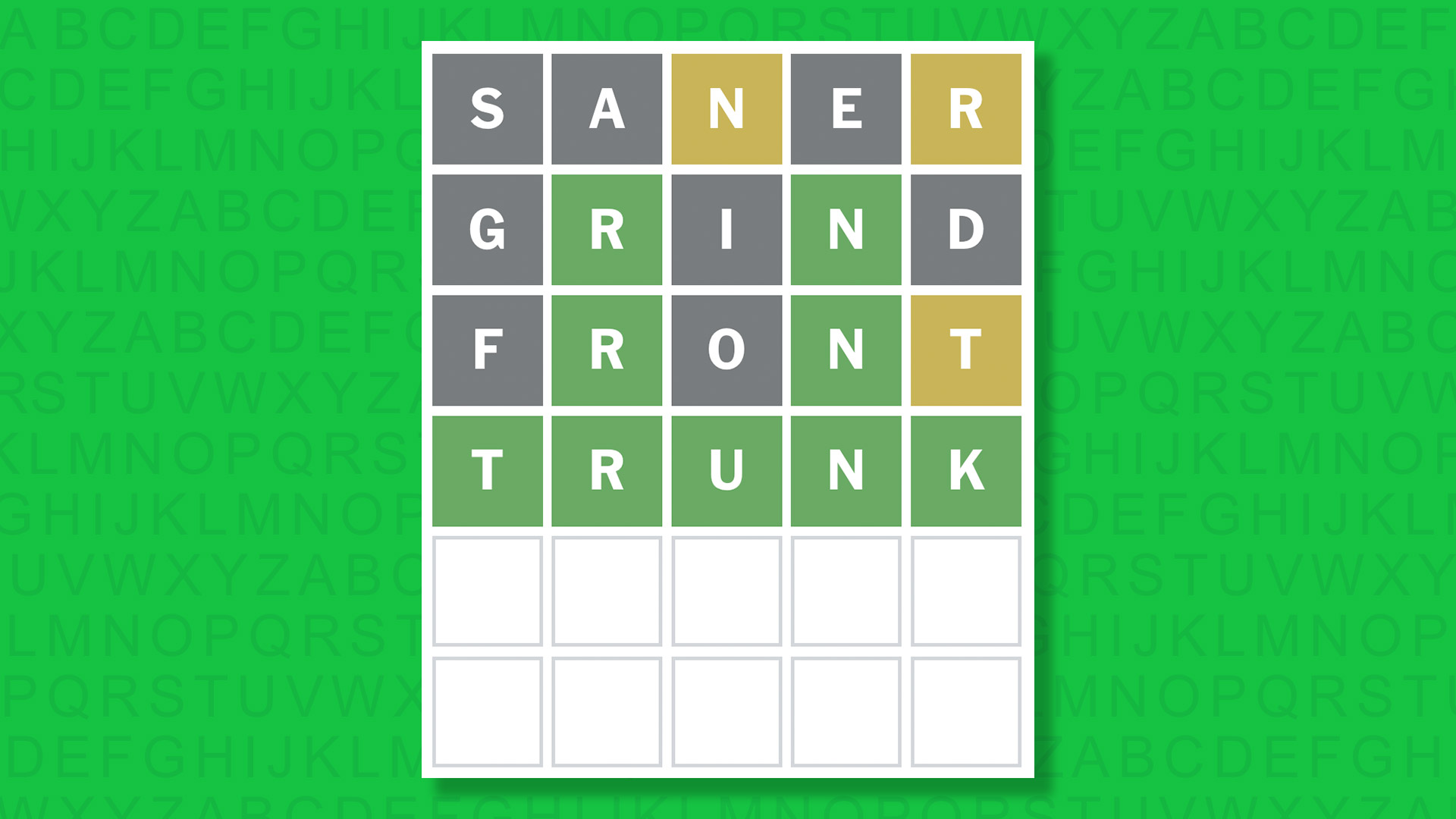 NYT Wordle answer for game 1927 on a green background