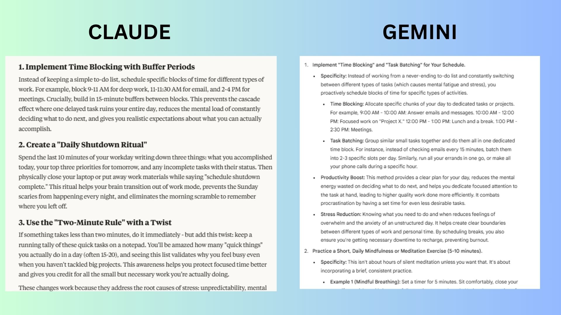screenshot of chatbot comparisons