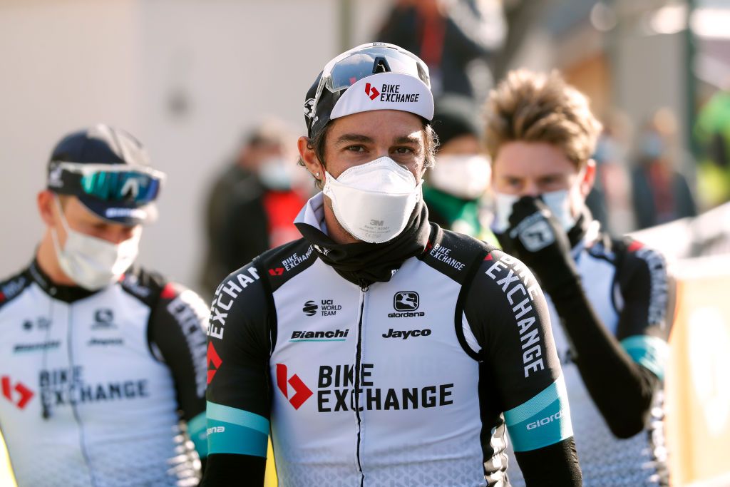 Michael Matthews (Team BikeExchange) at the start of stage 2 at Paris-Nice, where he ended the day on the podium with third on the stage and the race leader&#039;s jersey