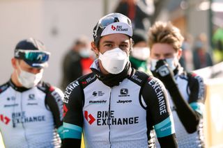 Michael Matthews (Team BikeExchange) at the start of stage 2 at Paris-Nice, where he ended the day on the podium with third on the stage and the race leader's jersey