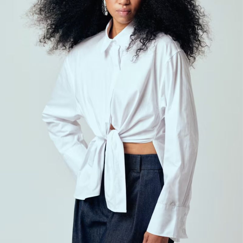 ASOS , Oversized Tie Front Shirt in White