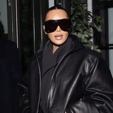 Reality star turned TV actress Kim Kardashian keeps things low key while leaving the Whitby Hotel after a busy day of promoting her new series 'All's Fair.'