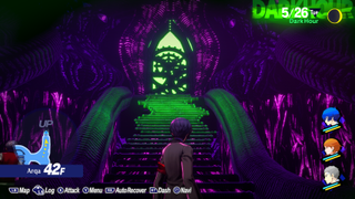 A screenshot showing the protagonist exploring Tartarus in Persona 3 Reload