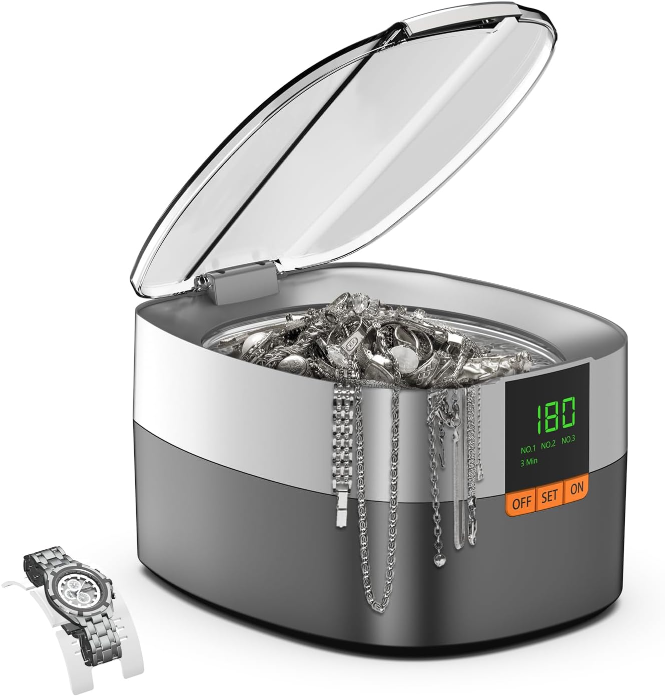 Kecoolke Ultrasonic Cleaner 750ml Jewelry Sonic Cleaner With Digital Timer for Eyeglasses, Rings, Coins&amp;#65292;silver Ultrasonic Cleaner Solution for Gifts