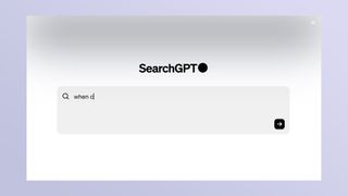 OpenAI SearchGPT interface on purple background