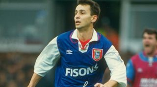 1994: Boncho Guentchev of Ipswich Town in action during an FA Carling Premiership match against Aston Villa at Villa Park in Birmingham, England. \ Mandatory Credit: Steve Morton/Allsport
