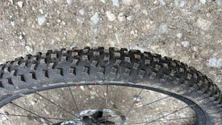 Schwalbe Rocket Ron fitted to a wheel