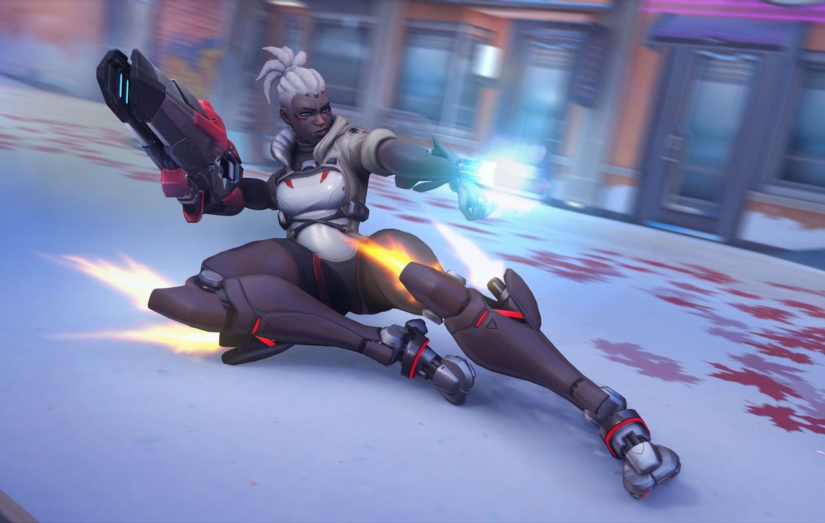 Overwatch 2 Sojourn using her power slide ability