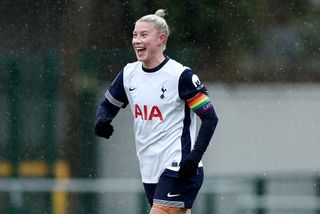 Beth England celebrates a goal