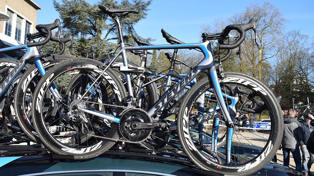 Wout Van Aert and his Verandas Willems-Crelan teammates raced Omloop Het Nieuwsblad on Stevens Xenon bikes