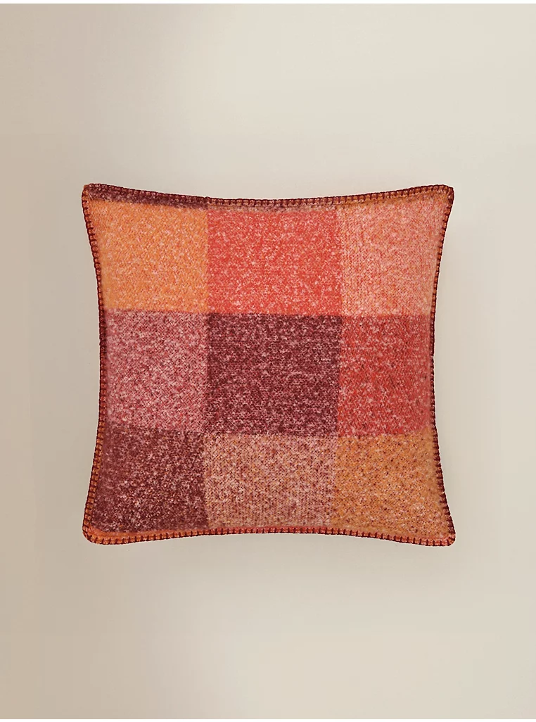 George Home, Burgundy Brushed Buffalo Check Textured Cushion