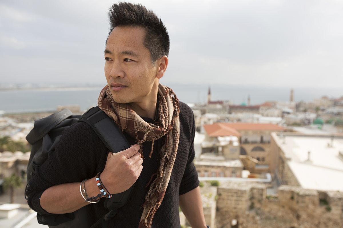 Albert Lin on a rooftop in Acre, Israel